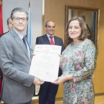 Entrega Institucional URJC de los Premios CEI 2015. Juan Antonio Melero Hernández y la investigadora Carmen de Pablos Heredero