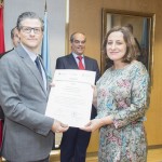 Entrega Institucional URJC de los Premios CEI 2015. Juan Antonio Melero Hernández y la investigadora Carmen de Pablos Heredero