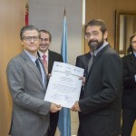 Entrega Institucional URJC de los Premios CEI 2015. Juan Antonio Melero Hernández y el investigador Antonio Caamaño Fernández