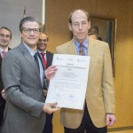 Entrega Institucional URJC de los Premios CEI 2015. Juan Antonio Melero  Hernández y el investigador Ignacio Mauleón Torres