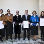 Entrega Institucional UAH de los Premios CEI 2016. B. Barroeta, Vicerrectora M.L. Marina, Rector F. Galván, S. Salcedo, E. Castaño, A. Gardel.